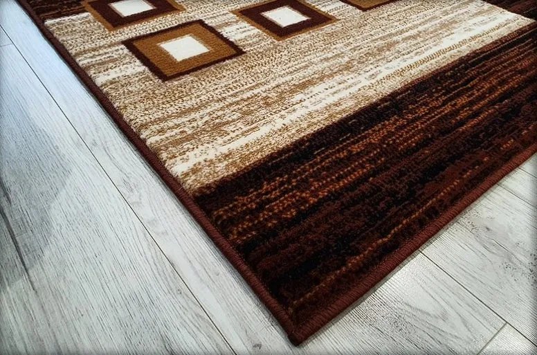HU Hnedo-čierny kockovanýkoberec Shiraz Bcf Kocka-tmava Rozmer: 50x80 cm