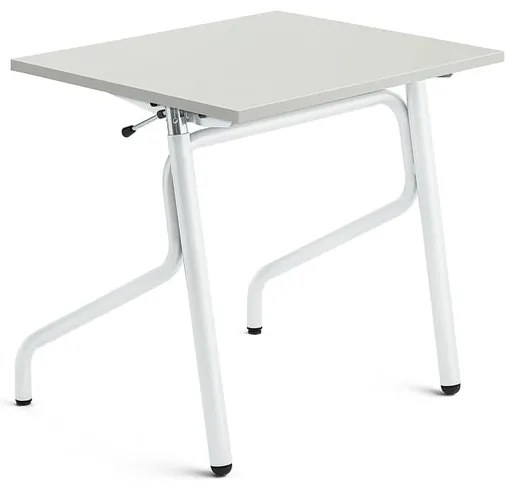 Nastaviteľná školská lavica ADJUST, 700x600 mm, HPL - šedá, biela
