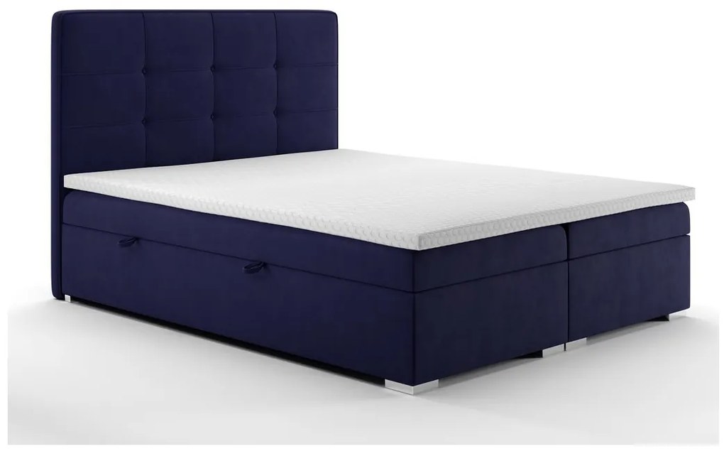 Manželská posteľ Boxspring 140 cm Loty (tmavomodrá) (s úložným priestorom). Akcia -20%. Vlastná spoľahlivá doprava až k Vám domov. 1020305