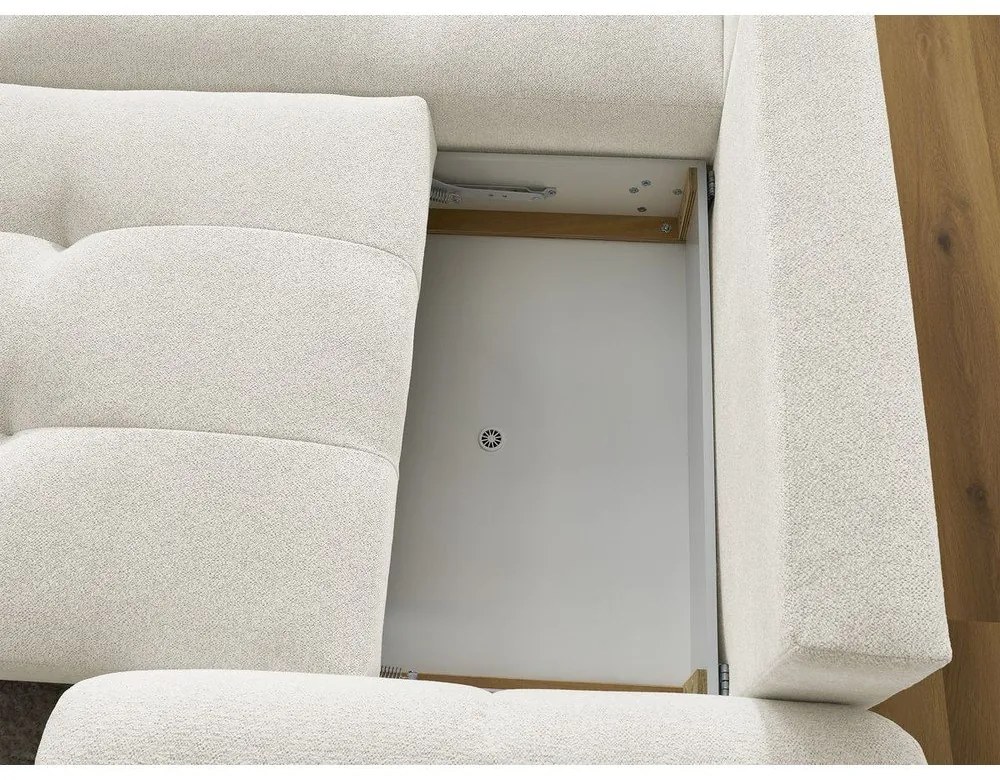 Biela ženilková rozkladacia/s úložným priestorom rohová pohovka (ľavý roh/s leňoškou) Roxelane – Bobochic Paris