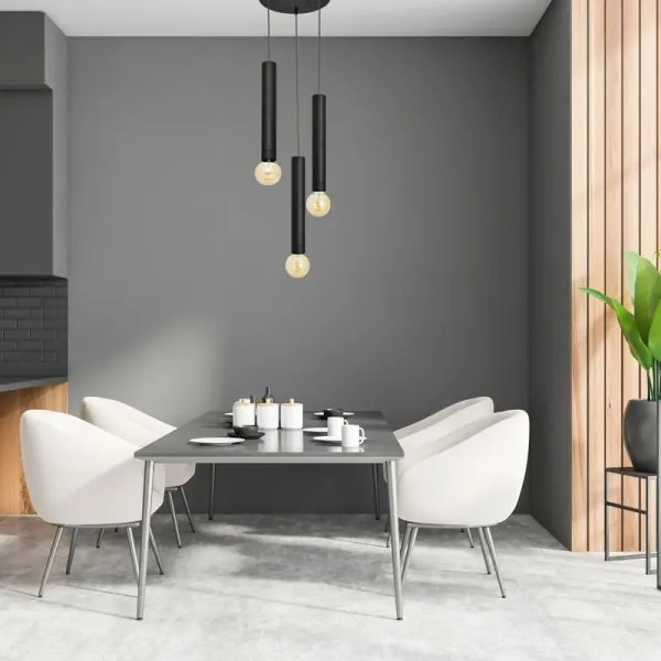 Luster na lanku TUBA 3xE27/15W/230V čierna