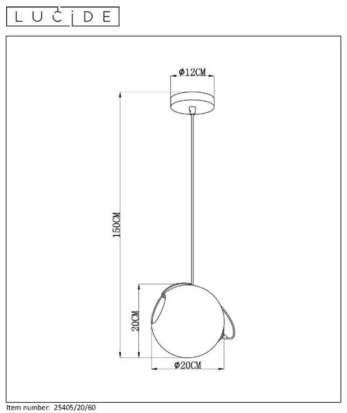 Lucide 25405/20/60 - Luster na lanku JAZZLYNN 1xE27/60W/230V pr. 20 cm