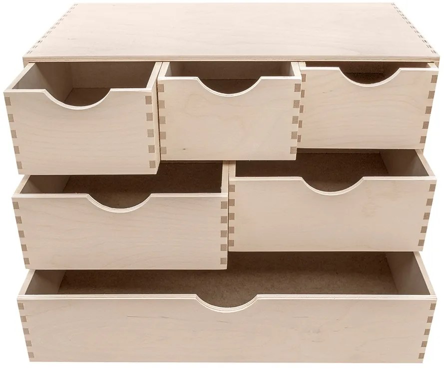 Zeller Present Drevený organizér so 6 zásuvkami na písacie a kancelárske potreby ZELLER 40 x 20 x 28 cm