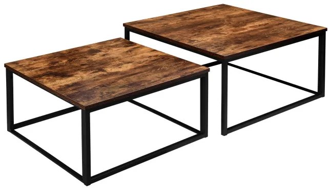 Sada 2 konferenčných stolíkov VELEN Rustic dub