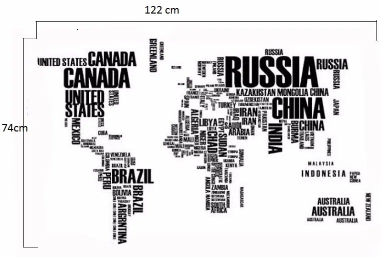 Veselá Stena Samolepka na stenu na stenu Mapa sveta Veľkosť: 190 X 116 cm