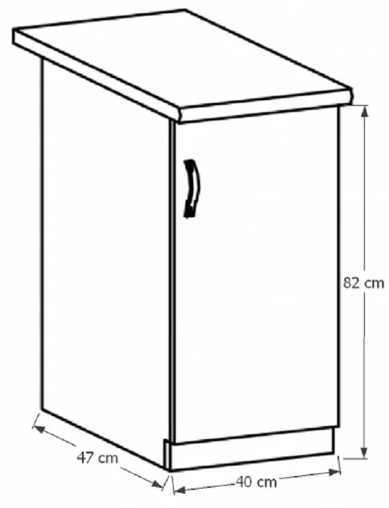Dolná kuchynská skrinka D40P Sillina (orech milano). Vlastná spoľahlivá doprava až k Vám domov. 1015106