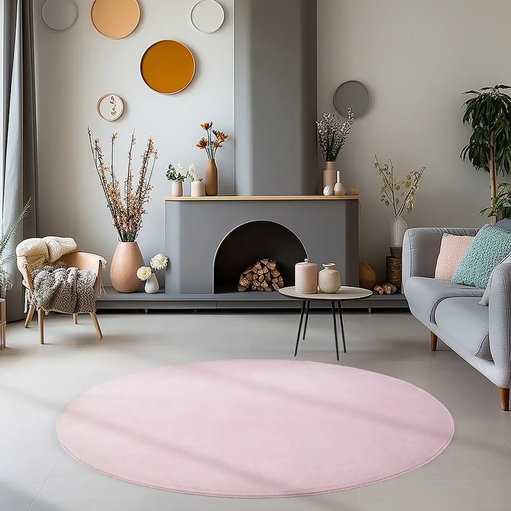 Ružový prateľný okrúhly koberec ø 120 cm Sky – Ayyildiz Carpets
