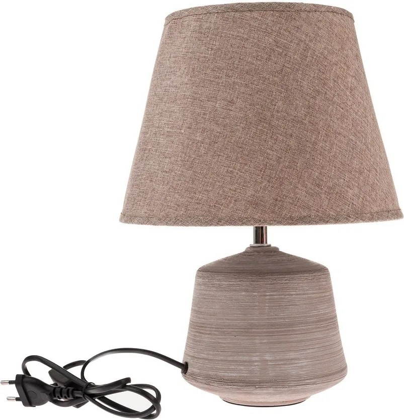 Béžovosvetlohnedá stolová lampa s textilným tienidlom (výška 33 cm) – Dakls