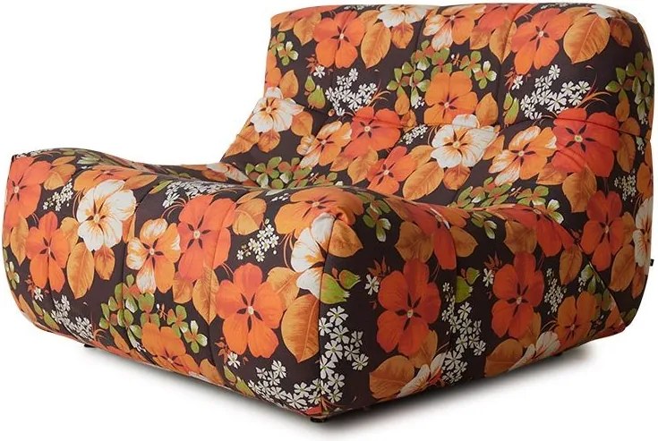 Oranžovo-hnedé vonkajšie penové lehátko Lazy Flower - 105*105*75 cm