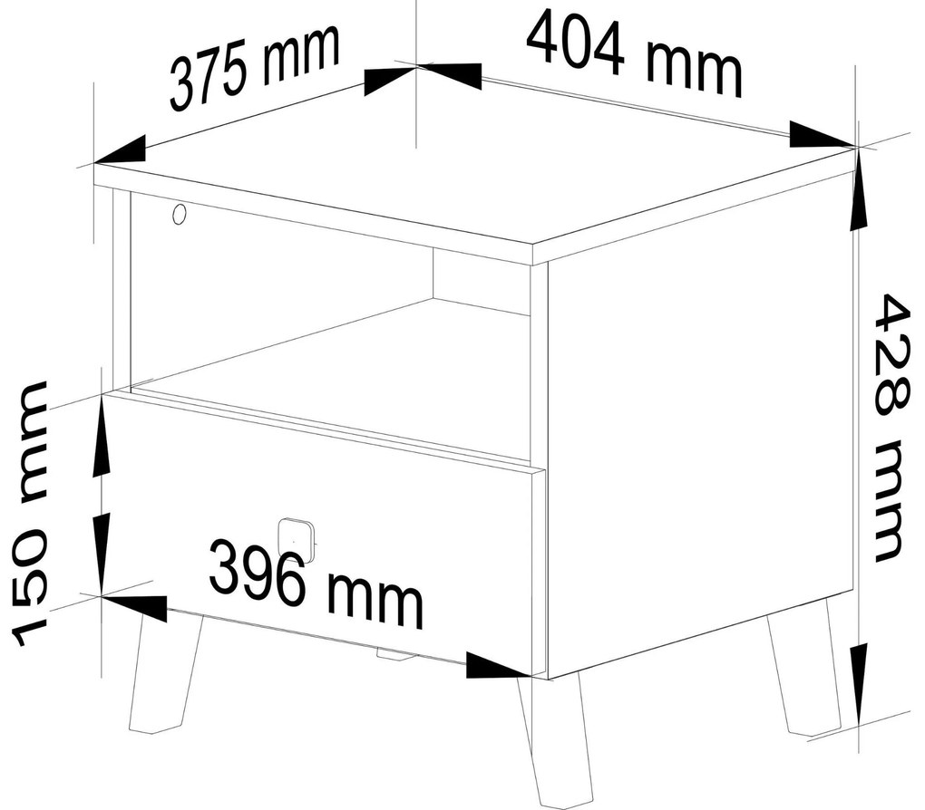 Nočný stolík MOBI K-01 biely/čierny