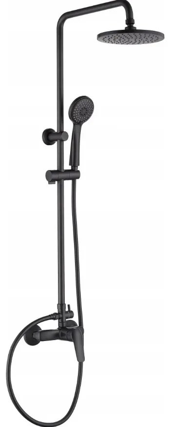 Deante Neo Boro, sprchový set s pákovou batériou + horná dažďová hlavica + 3-funkčná sprchová ručná hlavica, čierna matná, DEA-NER_N1RK