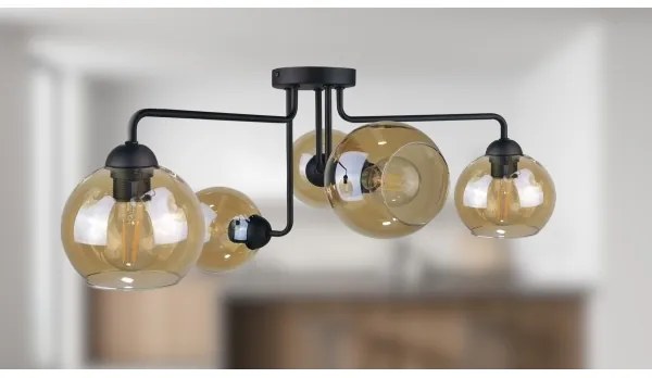 Prisadený luster MONDE BLACK 5xE27/60W/230V