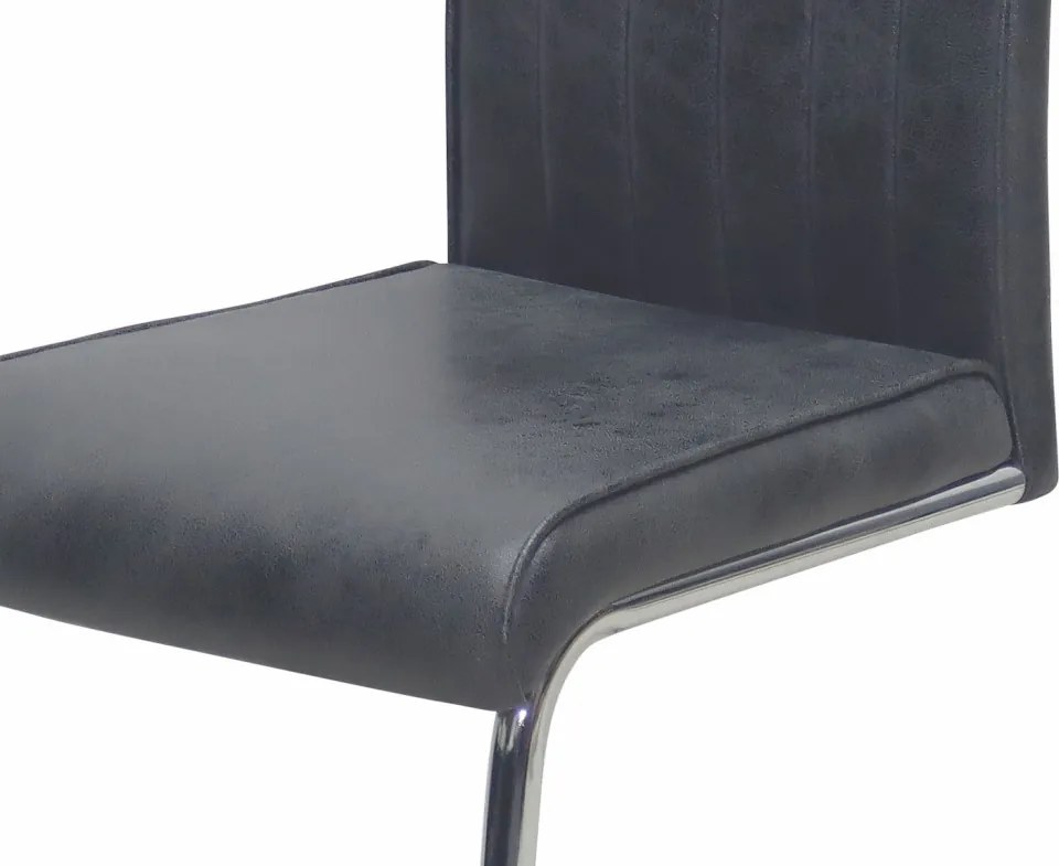 Jedálenská stolička Vertical, antracitová látka v optike lesklej kože