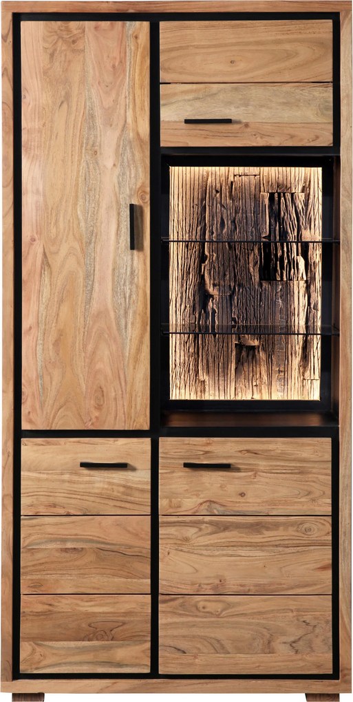 XXXLutz VITRÍNA, akácia, farba akácie, 88/180/40 cm Landscape - Sklenené vitríny - 002178005103