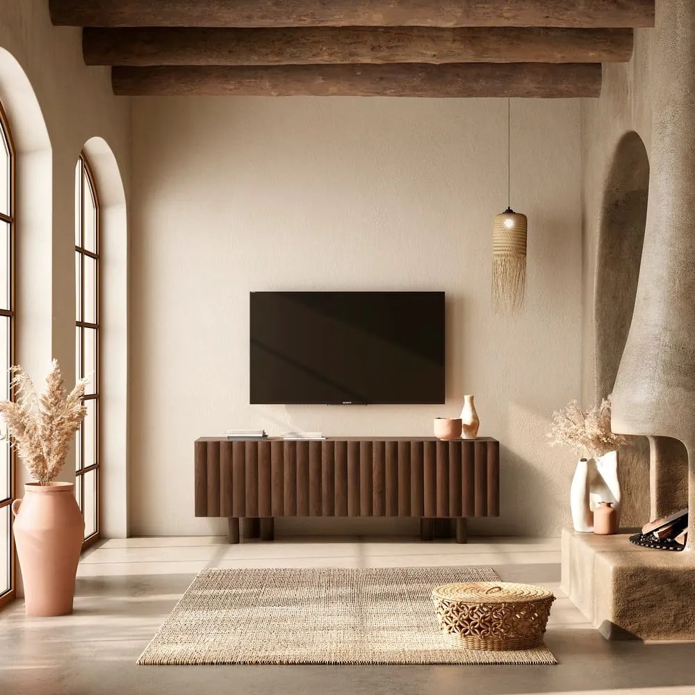 Hnedý TV stolík z mangového dreva 160x55x40 cm Tamira – MOME