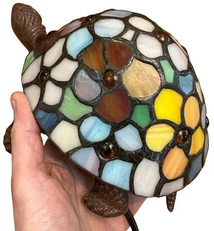 Dekoračná Tiffany lampa KORYTNAČKA KVIETKY 21*14 cm