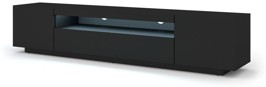 TV stolík/skrinka Aurora 200 (čierna matná) (LED). Akcia -21%. Vlastná spoľahlivá doprava až k Vám domov. 1057708