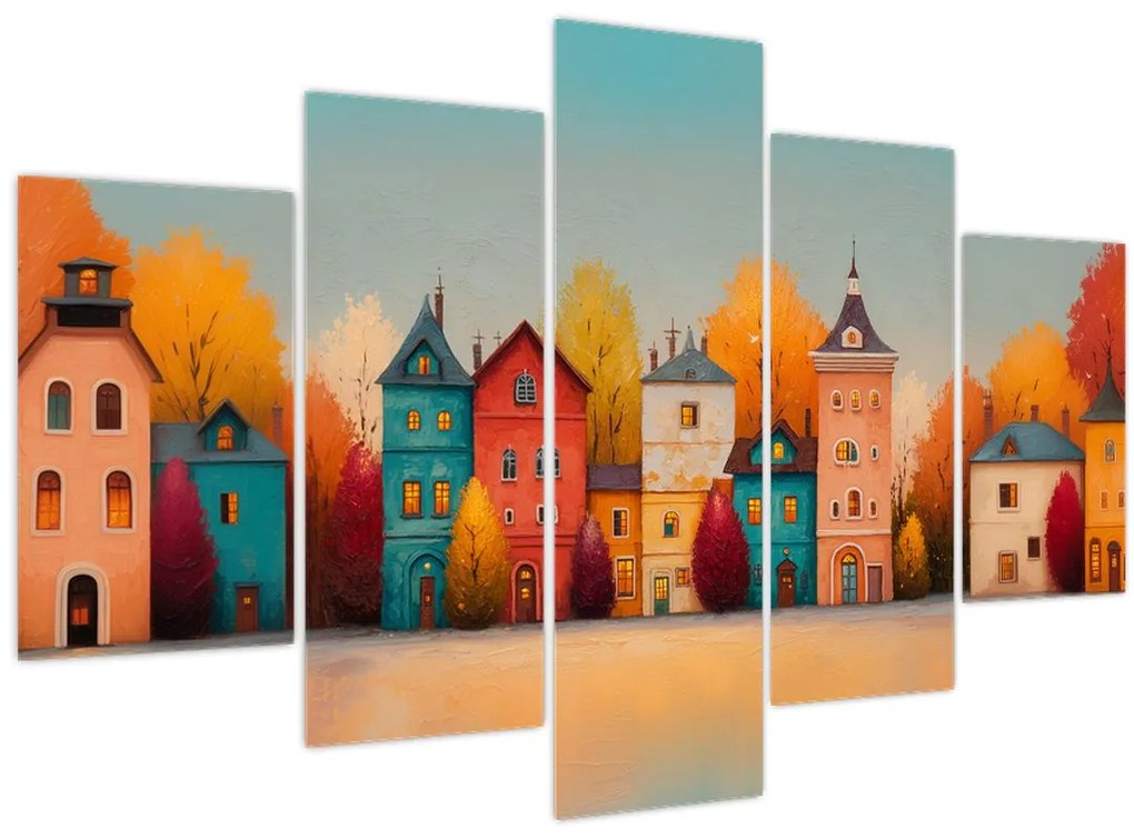 Obraz - Jesenná dedina (150x105 cm)