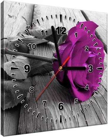 Obraz s hodinami Fialová ruža na móle 30x30cm ZP1803A_1AI