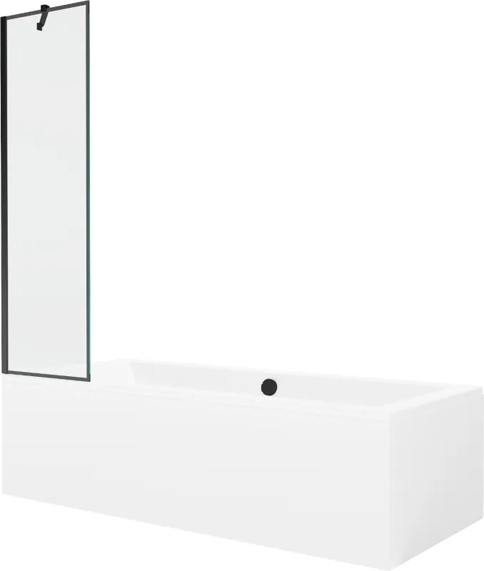 Mexen Cube obdĺžniková vaňa 170 x 80 cm s obkladom a 1-krídlovou sprchovou zástenou 50 cm, Čierny vzor - 550517080X9505007070