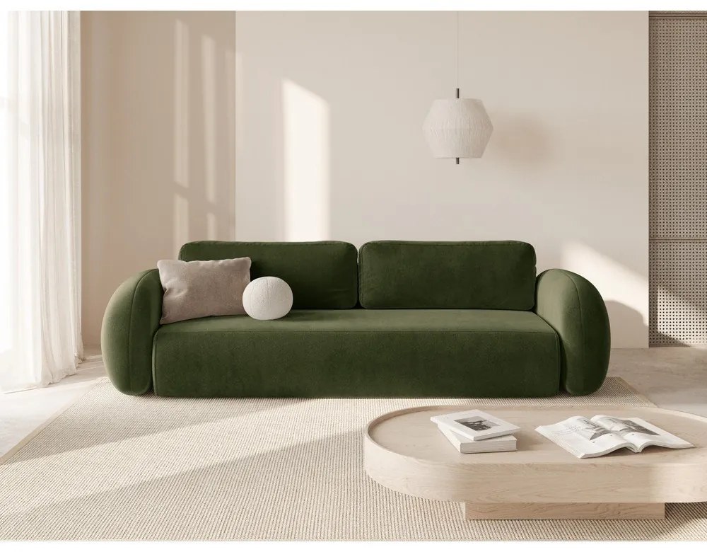 Zelená zamatová rozkladacia/s úložným priestorom pohovka 262 cm Tonale – Cosmopolitan Design