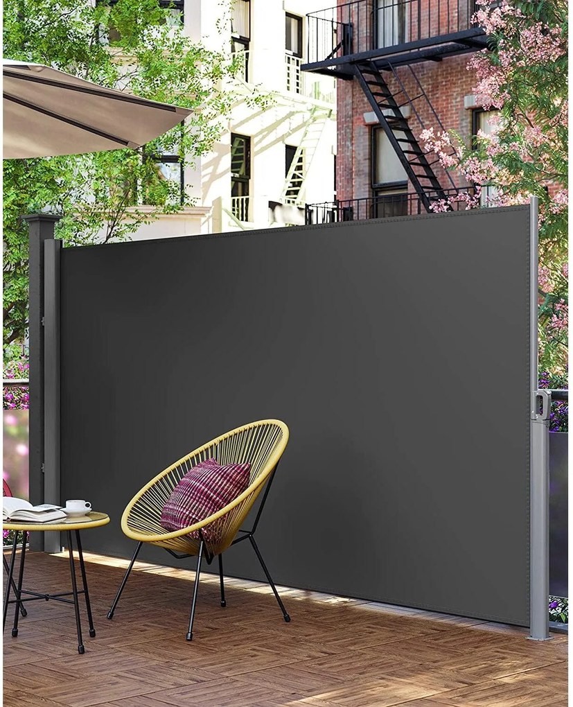 Bočná markíza na balkón, terasu, 400 x 160 cm, šedá