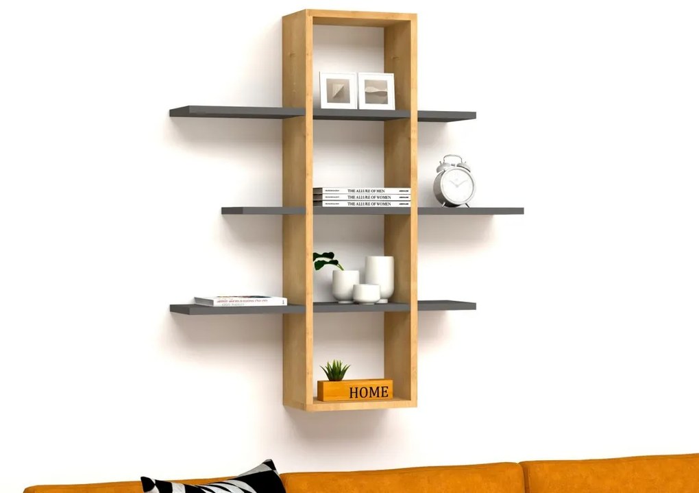 Nástenná polica ARDO 96 cm dub castello medový/šedá