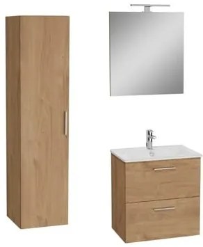 Vitra Mia kúpeľňová zostava s umývadlom 60 cm vrátane umývadlovej batérie, vtoku a sifónu golden oak KSETMIA60D