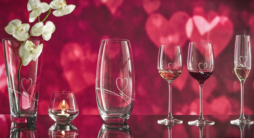 Diamante sklenená váza Romance s kamienkami Swarovski 25 cm