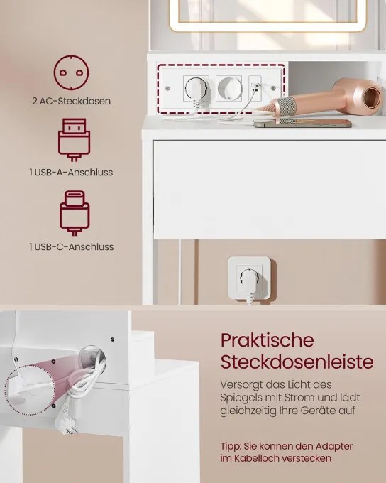 Toaletný stolík s LED zrkadlom RDT138W01