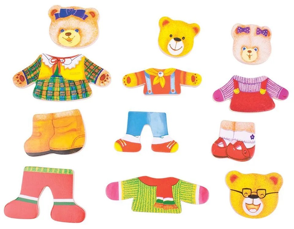 Bigjigs oblékací puzzle v krabičce Medvědí rodinka