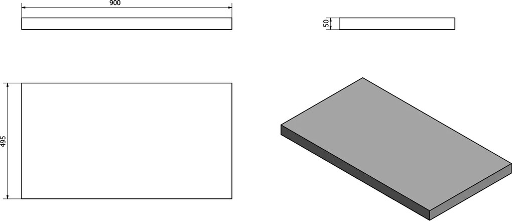 Sapho Sapho, AVICE doska pod umývadlo 90x50cm, hrúbka 5cm, dub Rover, AV094