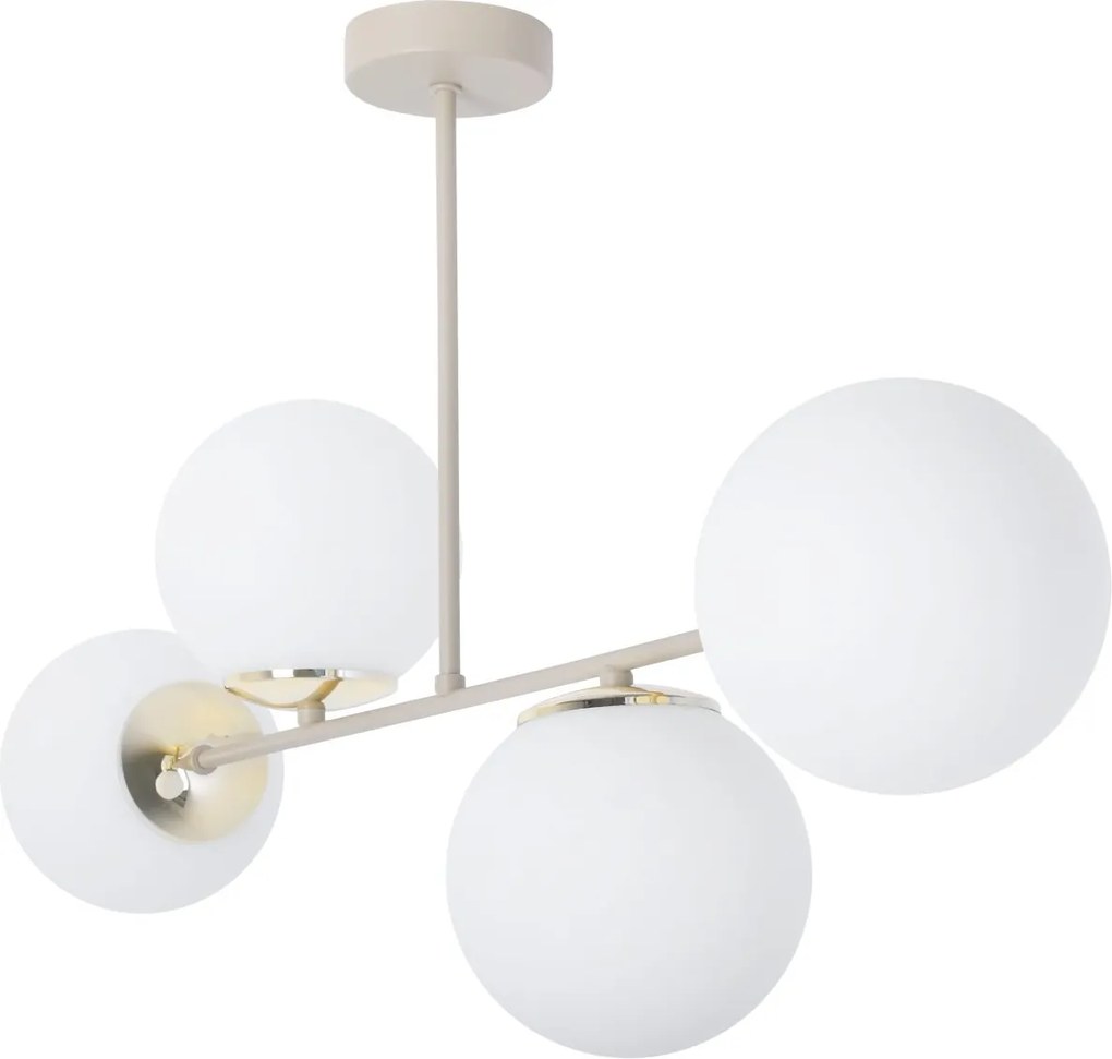 Stropné svietidlo Florence, 4x biele sklenené tienidlo, g/be, n