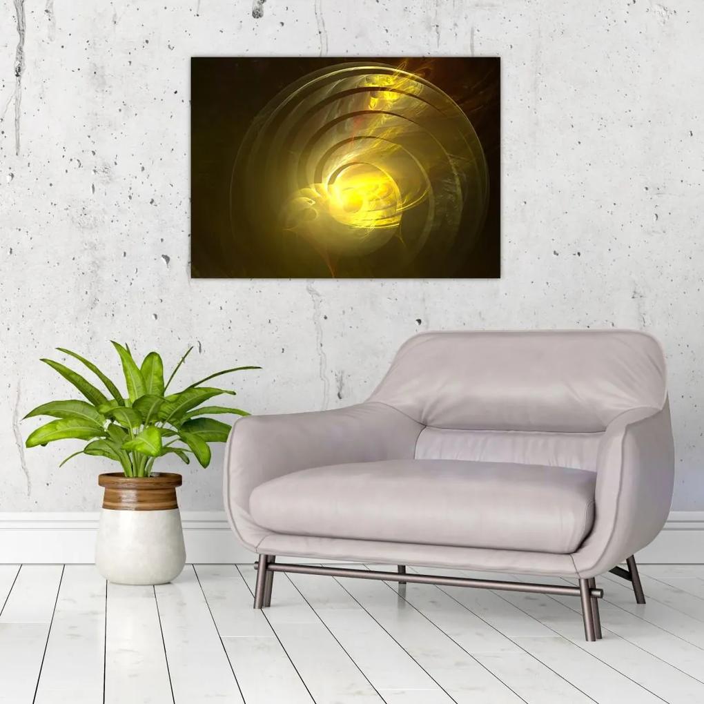 Sklenený obraz žltej abstraktnej špirály (70x50 cm)