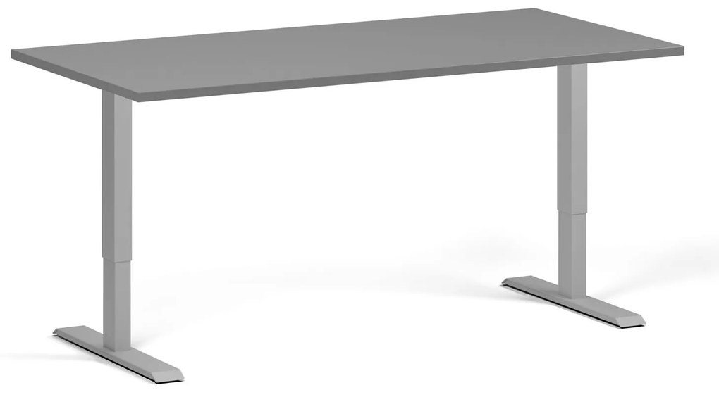 Výškovo nastaviteľný stôl, 160x80 cm, 2 motory, sivá podnož, grafit