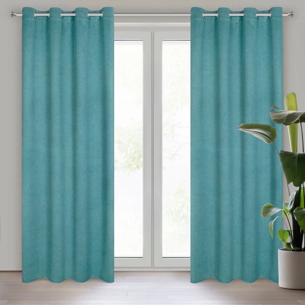 ZATEMŇOVACÍ ZÁVES NA KRÚŽKOCH CARLO 135X250 CM TYRKYSOVÁ