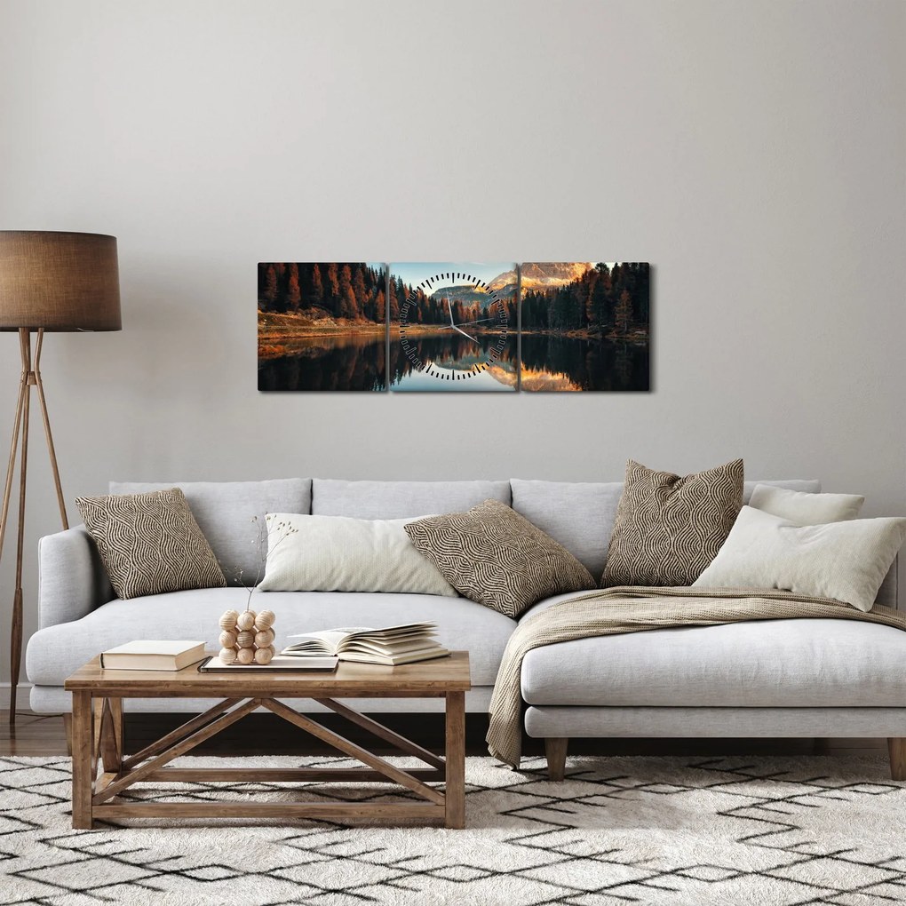 Obraz - Alpy, Taliansko, Dolomity, Lago Antorno (s hodinami) (90x30 cm)