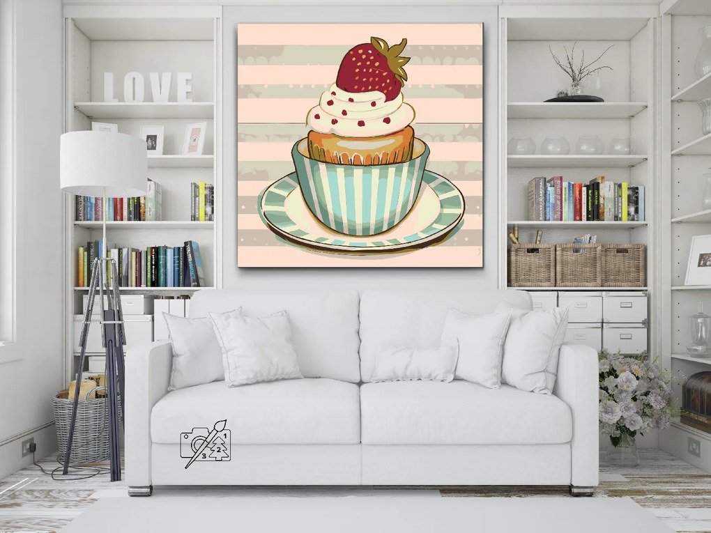 Gario Maľovanie podľa čísel Jahodový košíček Rozmery: 80 x 80 cm, Rámovanie: S vnútorným rámom