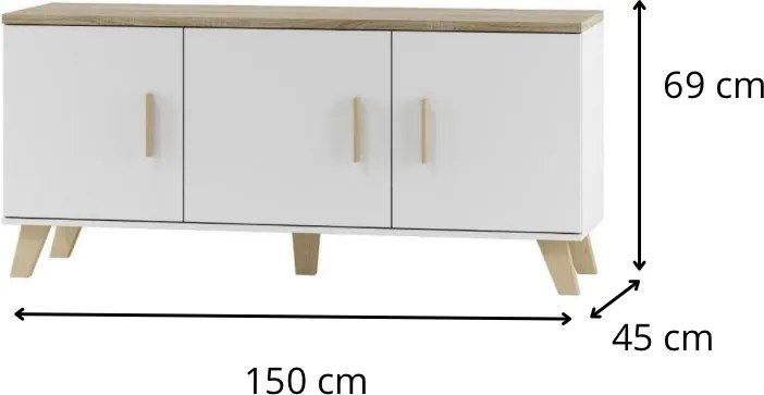 TV stolík Lotta I 150 cm dub sonoma/biely