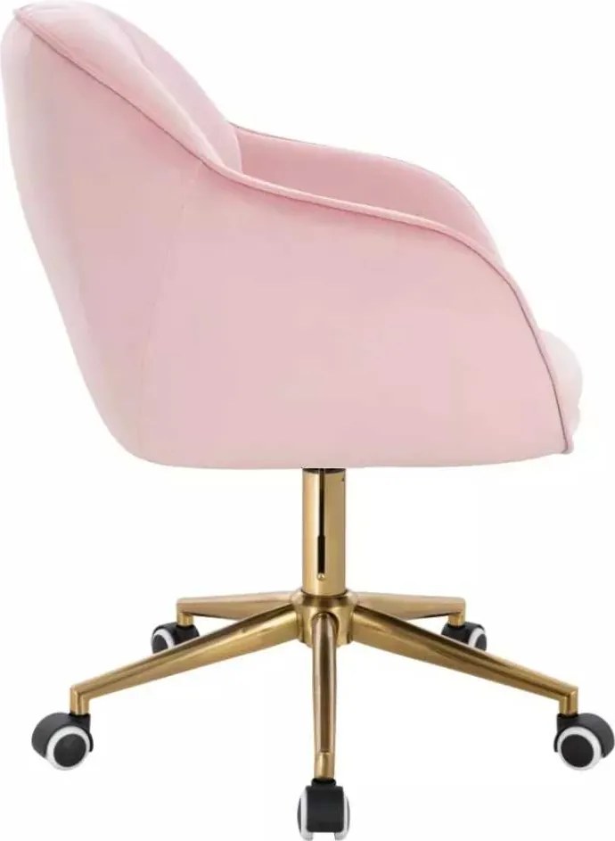 LuxuryForm DESIGN Stolička AVOLA VELUR na zlatej podstave s kolieskami - svetlo ružová