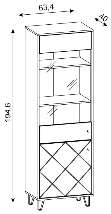 Vitrína Bilbao 63,4 cm dub artisan/biela