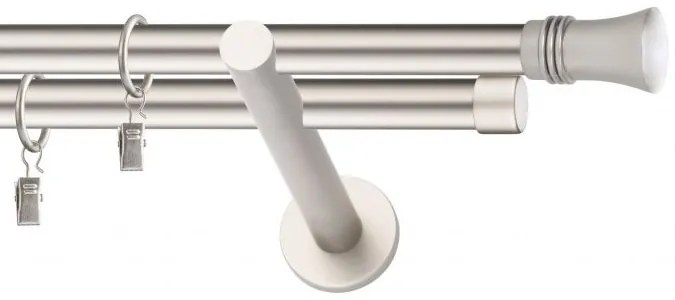 Dekorstudio Chrómová matná dvojradová garniža CAPRI 19mm Dĺžka: 120cm, Typ uchytenia: Držiak dvojitý modern, Typ príslušenstva: Bez príslušenstva