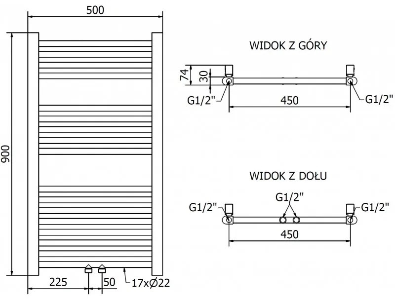 Mexen Mars, vykurovacie teleso 900x500 mm, 292 W, zlatá lesklá, W110-0900-500-00-50