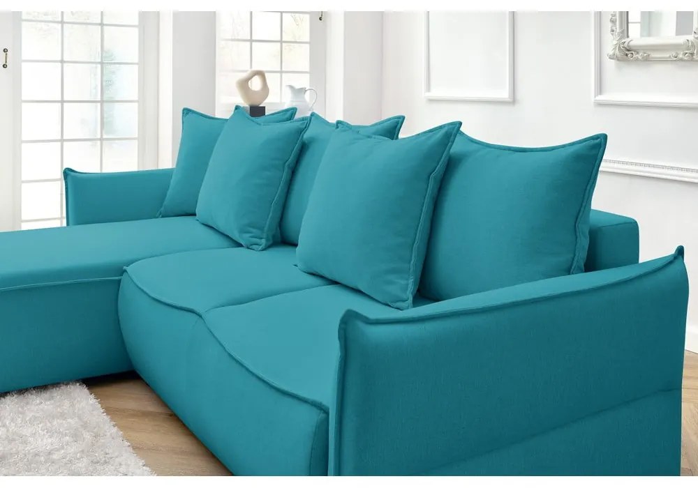 Tyrkysovomodrá rozkladacia rohová pohovka (ľavý roh) Leon – Bobochic Paris