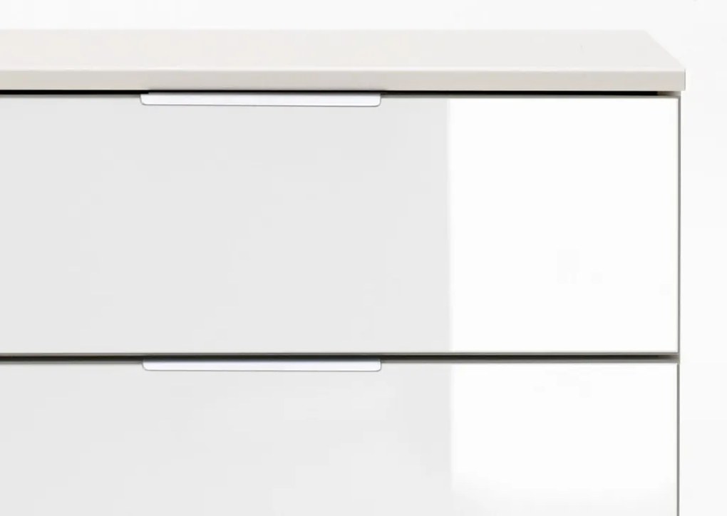 Nočný stolík Easy Plus, biely/biele sklo