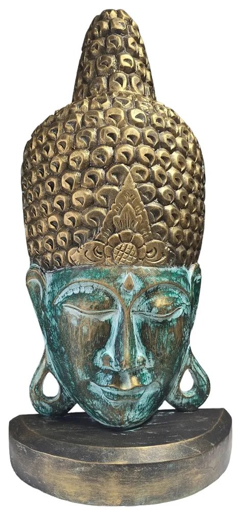 Soška Budha, smaragdová, exotické drevo, 72 cm, ručná práca