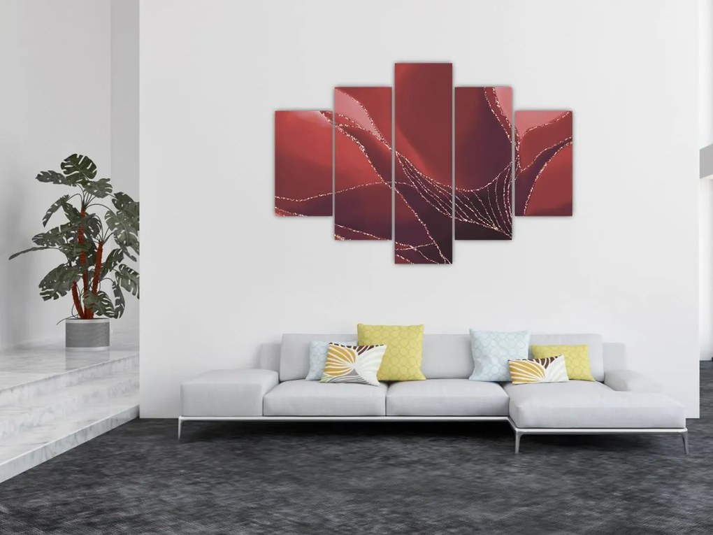 Obraz - Červená abstraktná kvetina N⁰2 (150x105 cm)