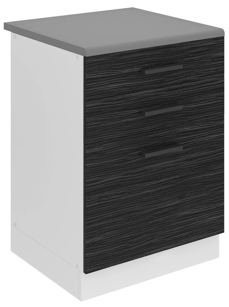 Kuchynská skrinka Belini Premium Full Version spodná so zásuvkami 60 cm eben kráľovský s pracovnou doskou