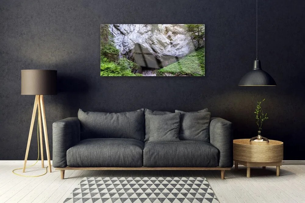 Obraz na skle Hora jaskyňa príroda 125x50 cm