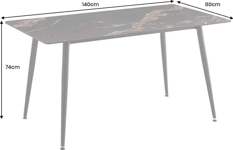 Keramický jedálenský stôl Garold 140 cm čierny / pieskový